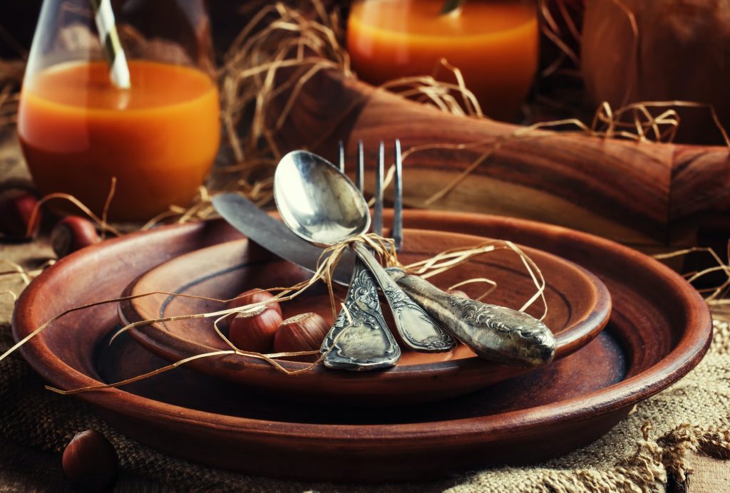 Rustic table setting for Thanksgiving Day
